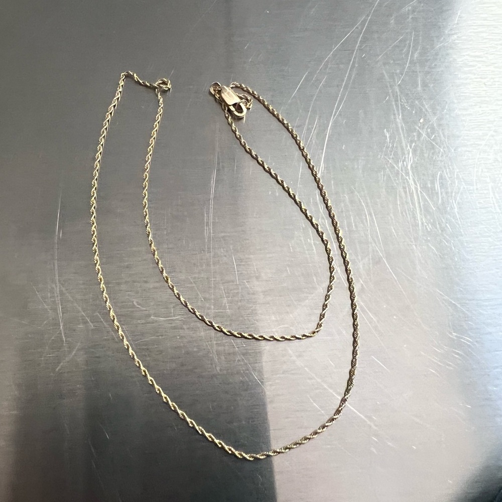 Solid 14K Solid Yellow Gold 17.5” Rope Chain with Lobster Claw Clasp